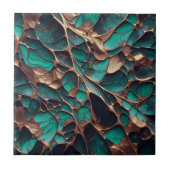 Organische Glimmerende Gouden Lijnen Op Emerald Gr Tegeltje (Voorkant)