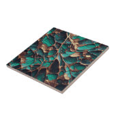 Organische Glimmerende Gouden Lijnen Op Emerald Gr Tegeltje (Zijkant)