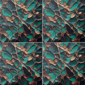 Organische Glimmerende Gouden Lijnen Op Emerald Gr Tegeltje