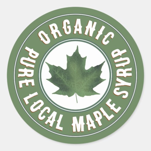 Organische groene mantel Leaf Pure Local Maple Syr Ronde Sticker (Voorkant)