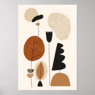 Organische Harmonie | Abstracte Botanische Mid-Cen Poster