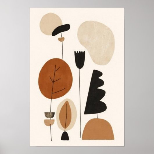 Organische Harmonie | Abstracte Botanische Mid-Cen Poster (Voorkant)