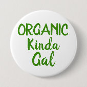 Organische Kinda Gal Groene Witte Ronde Button Pin (Voorkant)