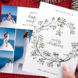 Organische krans Multi Foto Collage Jaar in de Rev Feestdagenkaart