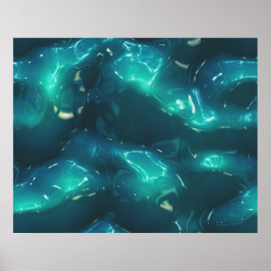 Organische Kunstmolten plastic zachte golven diep  Poster