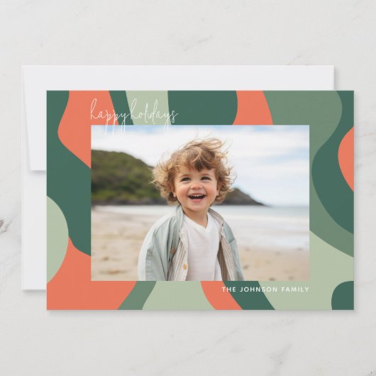 Organische lijn abstracte kunst - 1 foto Jade Kora Feestdagenkaart (Voorkant)