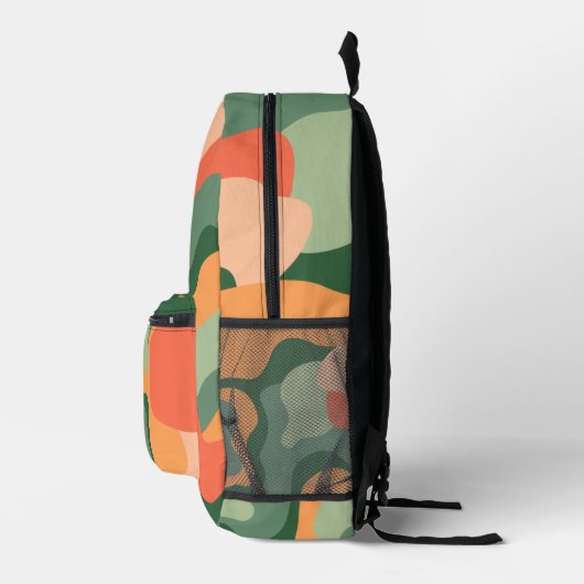 Organische lijn Abstracte kunst - Jade en Tangerin Bedrukte Rugzak (Rechts)