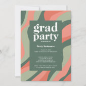 Organische Lijnen Olijf Tangerine Graduation Party Kaart (Voorkant)