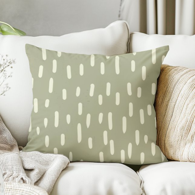 Organische lijnen op Sage Green Minimalist Neutral Kussen (organic hand drawn lines pillow modern simple)