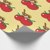 Organische lover Sparrow Eating Red Tomato Cadeaupapier (Hoek)