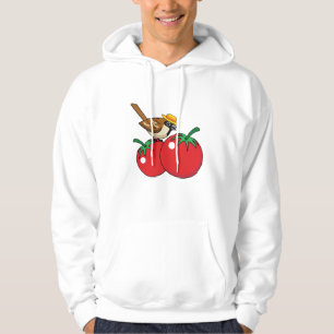 Organische lover Sparrow Eating Red Tomato Hoodie