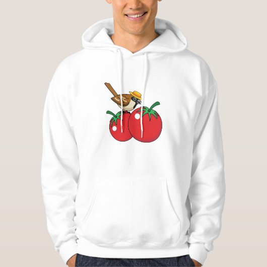Organische lover Sparrow Eating Red Tomato Hoodie (Voorkant)