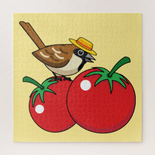 Organische lover Sparrow Eating Red Tomato Legpuzzel