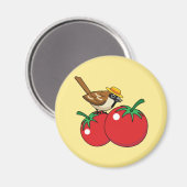 Organische lover Sparrow Eating Red Tomato Magneet (Voorkant / Achterkant)