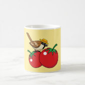 Organische lover Sparrow Eating Red Tomato | Naam  Magische Mok (Center)