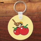 Organische lover Sparrow Eating Red Tomato Sleutelhanger (Voorkant)
