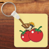 Organische lover Sparrow Eating Red Tomato Sleutelhanger (Voorkant)