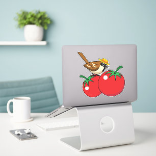 Organische lover Sparrow Eating Red Tomato Sticker