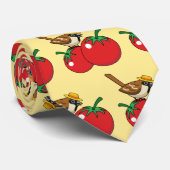 Organische lover Sparrow Eating Red Tomato Stropdas (Opgerold)