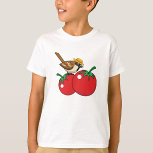 Organische lover Sparrow Eating Red Tomato T-shirt