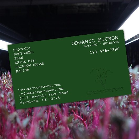 organische microgreens visitekaartje