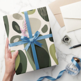 Organische Natuur Groene Olijf Beige Abstract Patr Cadeaupapier
