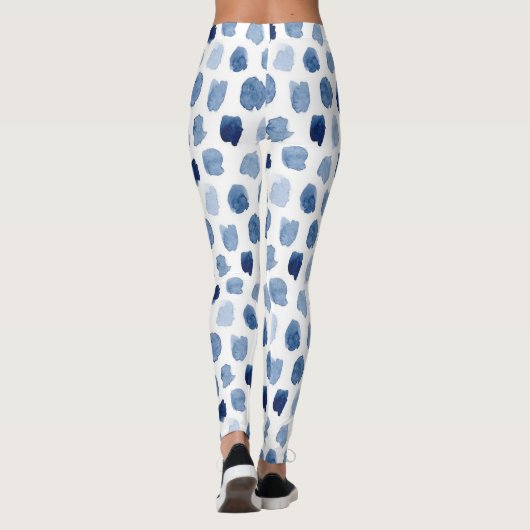 ORGANISCHE NAVY BLUE INDIGO STIPPEN DYE PATTERN LEGGINGS (Achterkant)