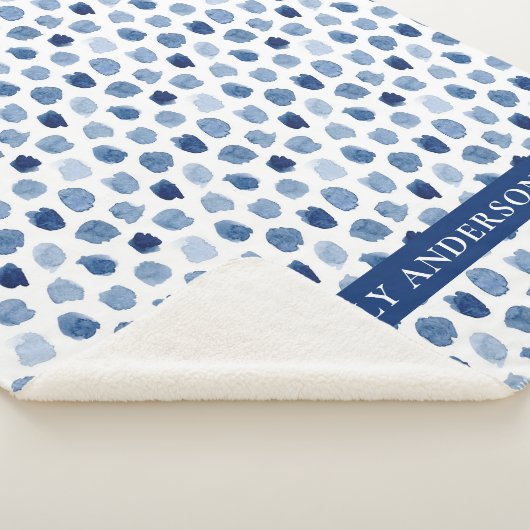 ORGANISCHE NAVY BLUE INDIGO STIPPEN DYE PATTERN SHERPA DEKEN (3/4)