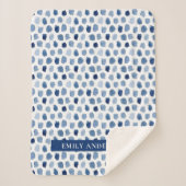 ORGANISCHE NAVY BLUE INDIGO STIPPEN DYE PATTERN SHERPA DEKEN (Voorkant)