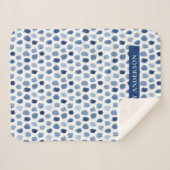 ORGANISCHE NAVY BLUE INDIGO STIPPEN DYE PATTERN SHERPA DEKEN (Voorkant (horizontaal))