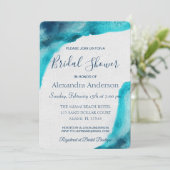 Organische Ocean Blue Waterverf Vrijgezellenfeest  Kaart (Staand voorkant)