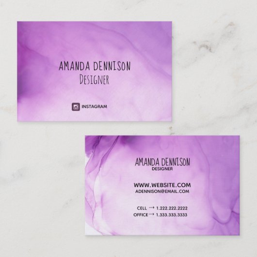 Organische orchideeëninkt Waterverf Visitekaartje (Voorkant / Achterkant)