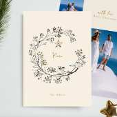 Organische Peace Wreath Multi Photo Jaar in Review Feestdagenkaart