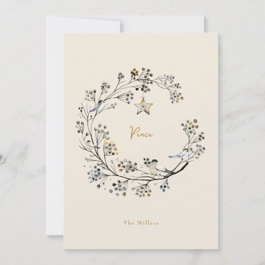 Organische Peace Wreath Multi Photo Jaar in Review Feestdagenkaart (Voorkant)