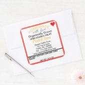 Organische perzik jam inblikken rood hart vierkante sticker (Envelop)