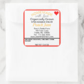 Organische perzik jam inblikken rood hart vierkante sticker (Tas)