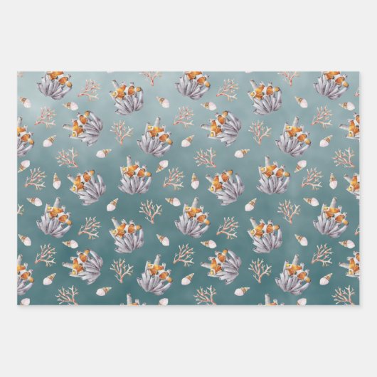 Organische pijpleiding Koraalaalaalaalaalaalvis on Inpakpapier Vel (Voorkant 3)