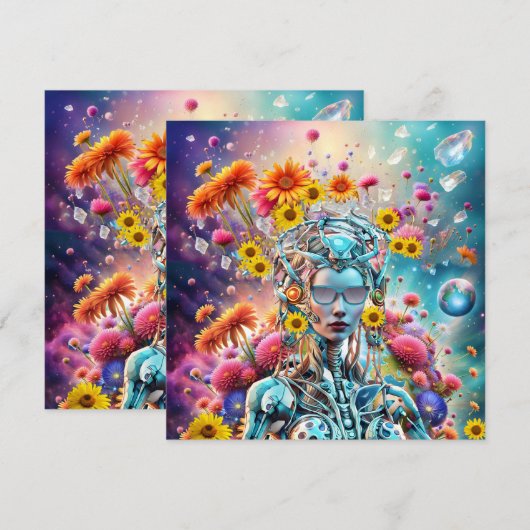 Organische Robot Feestdagenkaart (Voorkant / Achterkant)