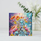 Organische Robot Feestdagenkaart (Staand voorkant)