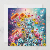 Organische Robot Feestdagenkaart (Achterkant)