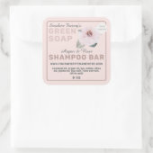 Organische Roos Argan Soap Shampoo Bar Pastel Roze Vierkante Sticker (Tas)
