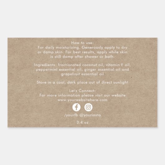 Organische schoonheidsproducten Kraft Rechthoekige Sticker (Voorkant)