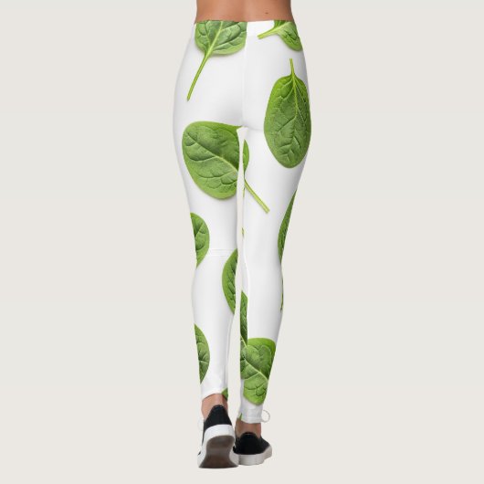Organische Spinazie Leaf Naadloos Patroon Leggings (Achterkant)