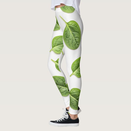 Organische Spinazie Leaf Naadloos Patroon Leggings (Links)