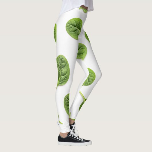 Organische Spinazie Leaf Naadloos Patroon Leggings (Rechts)