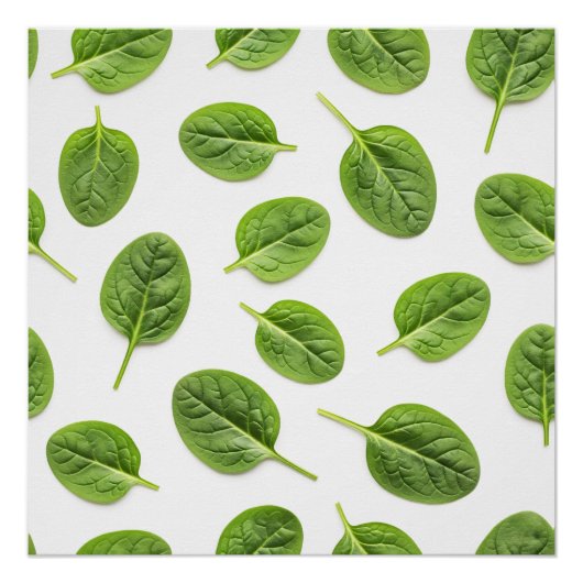 Organische Spinazie Leaf Naadloos Patroon Perfect Poster (Voorkant)