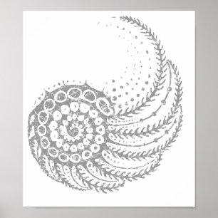 Organische spiraalgrijs poster