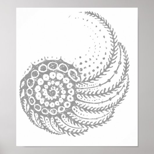 Organische spiraalgrijs poster (Voorkant)