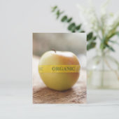 Organische sticker op appel briefkaart (Staand voorkant)