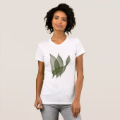 Organische Stroom – Minimalistische Blad Lijn Kuns T-shirt (Voorkant volledig)